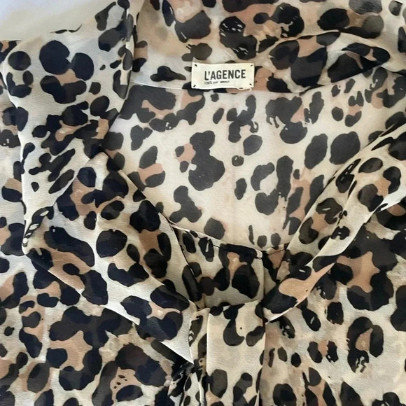 L’AGENCE sheer leopard blouse - Picture 2 of 6